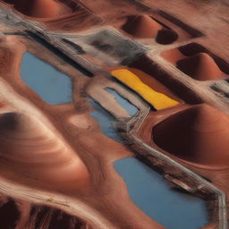 A high-resolution digital art image illustrating the concept of mining and the reuse of tailings