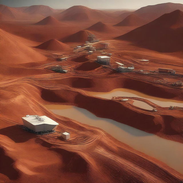 A high-resolution digital art image illustrating the concept of mining and the reuse of tailings