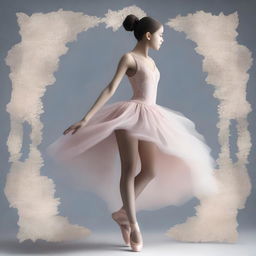 A digital art piece of a girl dressed in an elegant, flowing inner garment, her legs poised gracefully as if she's a ballet dancer