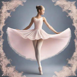 A digital art piece of a girl dressed in an elegant, flowing inner garment, her legs poised gracefully as if she's a ballet dancer