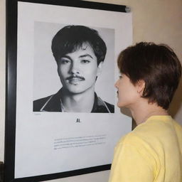 BTS's Jungkook admiring a poster of Freddie Mercury in his room, showing a heartfelt admiration for the legendary musician.