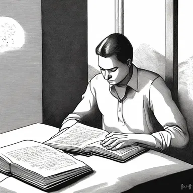 The protagonist lit the taper and continued reading through the night.