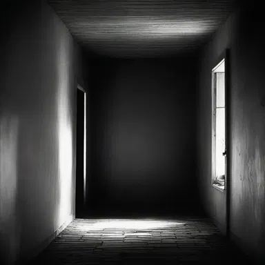 In the dark, the only source of light was a flickering taper, casting eerie shadows on the walls.