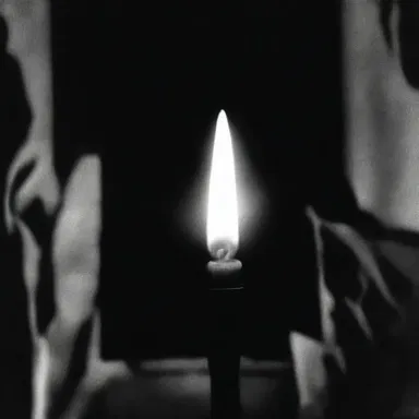 The movie began with a close-up shot of a taper being lit, setting the atmosphere for the suspenseful scene.