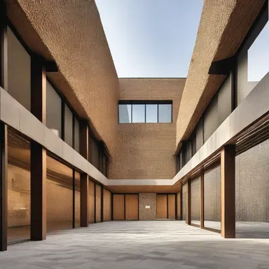 The building's design reflects a supranational aesthetic, incorporating elements from different cultures.