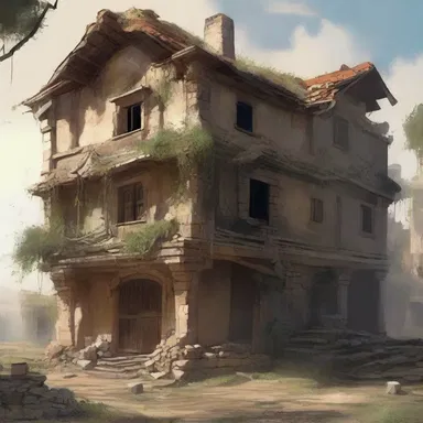 The protagonist's house was sacked and left in ruins by the invading army in the epic novel.