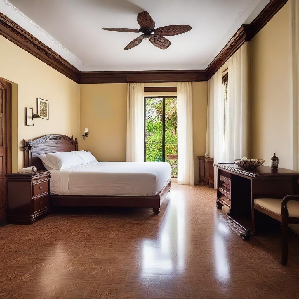 This is a detailed photograph of a hotel room in Nicaragua