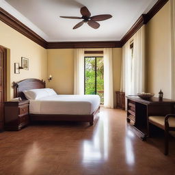 This is a detailed photograph of a hotel room in Nicaragua