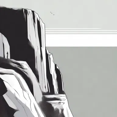The protagonist stood at the edge of the cliff, contemplating his next move.