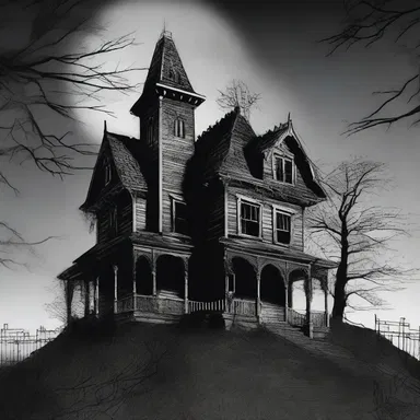 The haunted house overlooked a sinister cliff that sent shivers down the characters' spines.