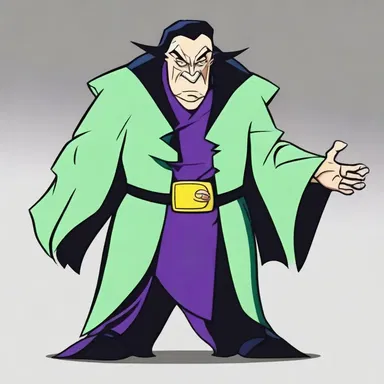 In the cartoon, the villain is often portrayed as a crookback with a hunched back.