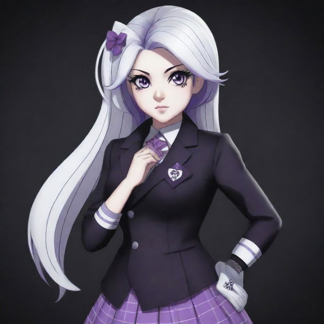 Rarity from My Little Pony reimagined as a Danganronpa character. She retains her unique fashion designer flare, but with a twist of the dark and suspenseful aesthetic found in Danganronpa.