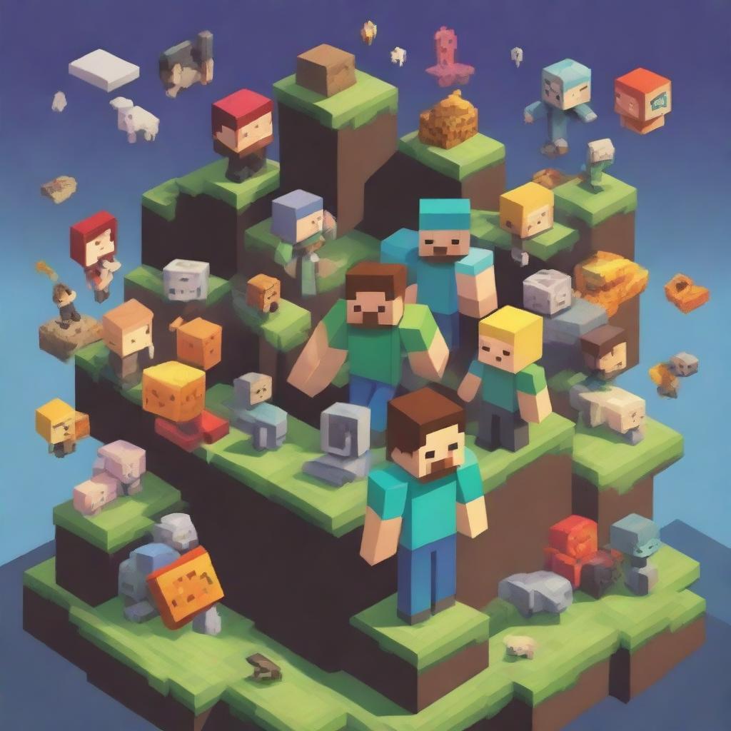 A high-quality digital art piece showcasing a scene from the Minecraft universe