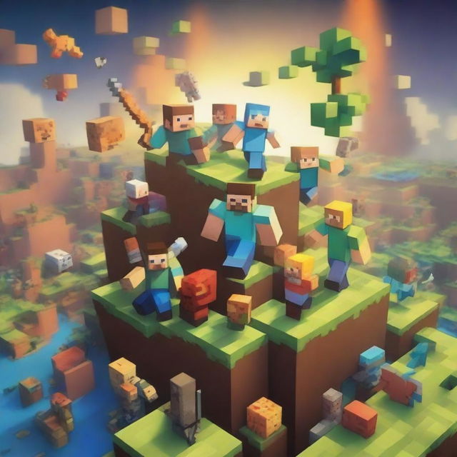 A high-quality digital art piece showcasing a scene from the Minecraft universe