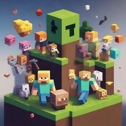 A high-quality digital art piece showcasing a scene from the Minecraft universe