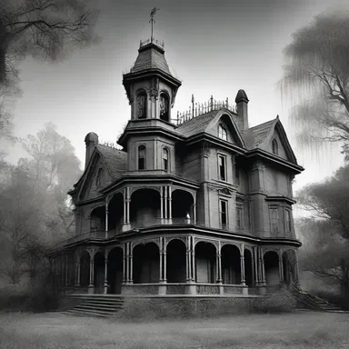 The haunted mansion was said to be inhabited by the ghost of a grass widow, forever mourning the loss of her marriage in a tragic and gruesome way.