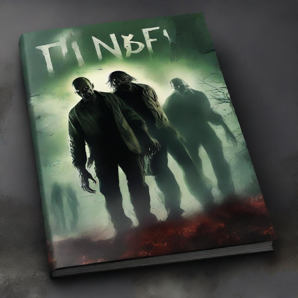 A high-quality book cover design portraying a chilling scene of zombies