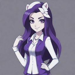 Rarity from My Little Pony redesigned as a character in the Danganronpa universe, maintaining her unique style and personality traits.