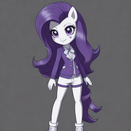 Rarity from My Little Pony redesigned as a character in the Danganronpa universe, maintaining her unique style and personality traits.