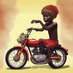 A high-quality digital art piece showcases a 12-year-old African child with one leg