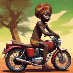 A high-quality digital art piece showcases a 12-year-old African child with one leg