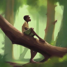 This is a high-quality digital painting set in a lush forest