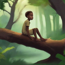 This is a high-quality digital painting set in a lush forest