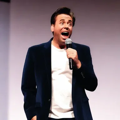 During the comedy show, the comedian exultingly delivered his punchline, causing the entire audience to burst into laughter.