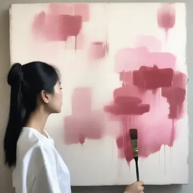 The painter used a brush to apply the paint to the canvas thin, creating delicate and ethereal strokes.