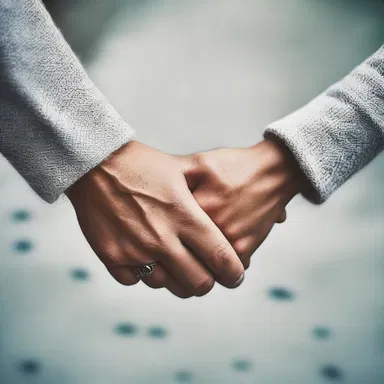 As she held his hand, she felt the thin connection between them grow stronger, filling her heart with love and affection.