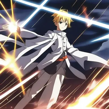 The main character in the anime series has the ability to summon a thin, translucent barrier to protect himself from attacks.
