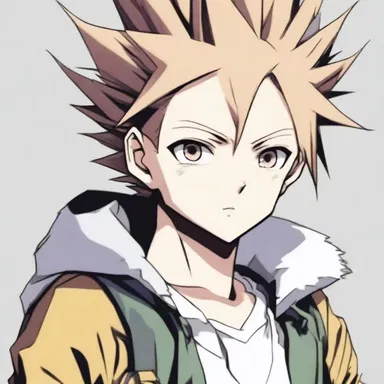 The anime character had thin, spiky hair and large, expressive eyes.