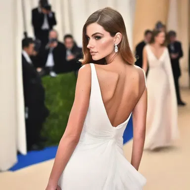 The fashion model wore a thin, elegant dress that accentuated her figure.