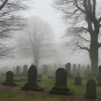 The thin mist settled over the old graveyard, creating an eerie and haunting atmosphere.