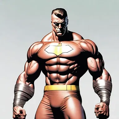The superhero's muscular frame contrasted with the thin and frail appearance of his arch-nemesis.