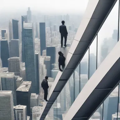 The suspenseful scene had everyone on the edge of their seats as the hero walked across a thin ledge on the skyscraper.