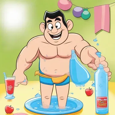 The character in the cartoon decided to thin out the punch by adding more water, so it would be suitable for all the guests at the party.