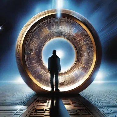 In the science fiction novel, the protagonist uses a special device to thin the fabric of space-time and travel through different dimensions.