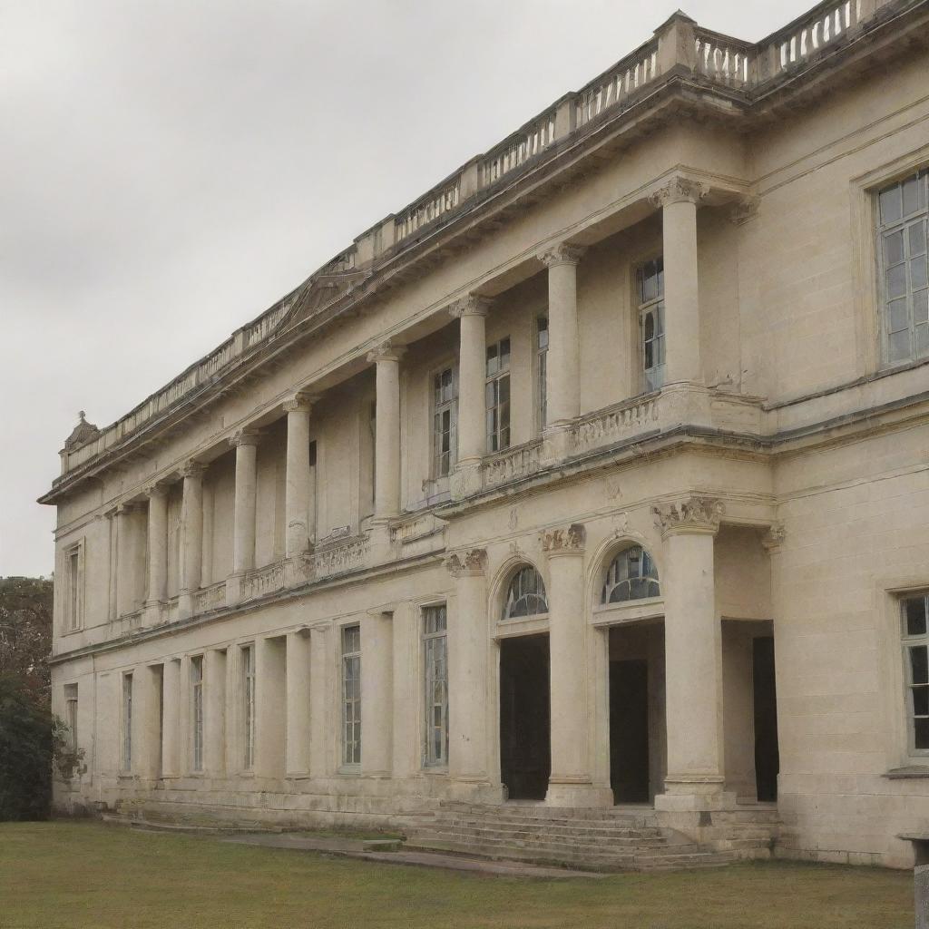 An old, prestigious school building named 'Ivory Courses', conveying an atmosphere of scholarly pursuit.