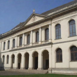 An old, prestigious school building named 'Ivory Courses', conveying an atmosphere of scholarly pursuit.