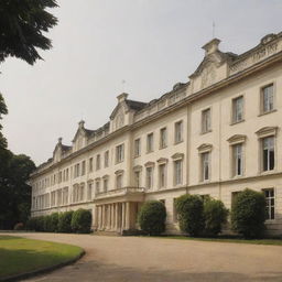 An old, prestigious school building named 'Ivory Courses', conveying an atmosphere of scholarly pursuit.