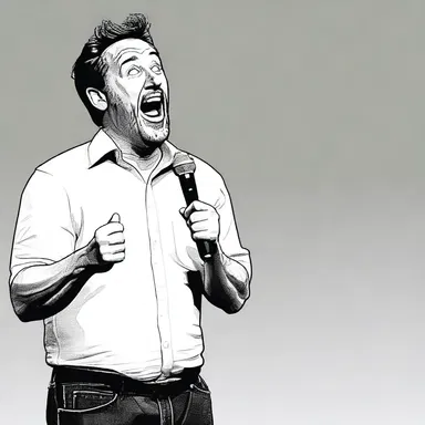 In a humorous and supplicatory tone, the comedian pleaded with the audience to laugh at his terrible pun.