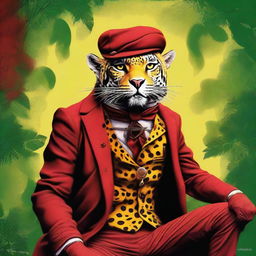 A captivating digital painting showcasing the Saci Pererê, an iconic figure from Brazilian folklore, with a pipe in his mouth and riding a jaguar