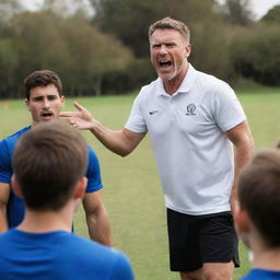 A sports coach passionately guiding a group of athletes, fostering their mental potential as they engage in their respective sporting activity