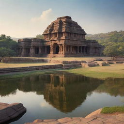 Generate an image of Hampi, the birthplace of Hanuman, depicted in a serene and historically accurate setting, highlighting its natural beauty and cultural significance.