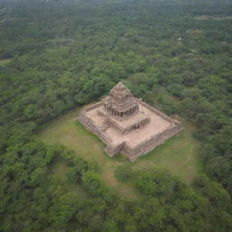 Arial view of Kishkinda, Hampi, showcasing its ancient structures amidst lush greenery