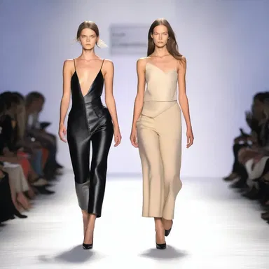The model gracefully walked up the uphill on the runway, showcasing the new collection.