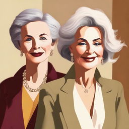 A high-quality digital art image featuring mature women