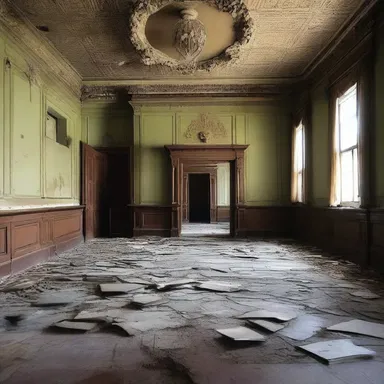 The abandoned athenaeum in the small town was rumored to be haunted, causing a chilling horror among the locals.