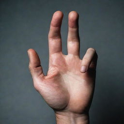 An image of a menacing hand posed in a threatening way.